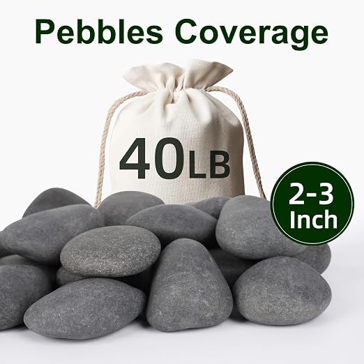 40 lbs Rocks for Outdoor Landscaping, 2"-3" Aquarium Rocks for Fish Tank, Natural Decorative Garden Stone for Plants, Flower Pots, Vase, Walkways, Yard