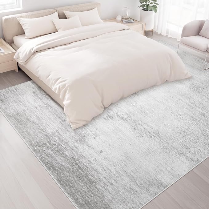 Area Rugs 9x12 Living Room: Washable Rug Modern Abstract Large Rugs Soft Non Slip Neutral Rug Stain Resistant Indoor Carpet for Bedroom Kitchen Dining Room Home Office Rugs(Grey,9'x12')