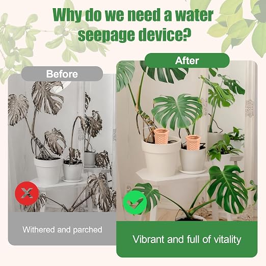Terracotta Watering Spikes, 4 Pack Plant Watering Devices Self Watering Spikes Vacation Clay Watering Stakes Garden Plant Watering Globes for Indoor & Outdoor Plants