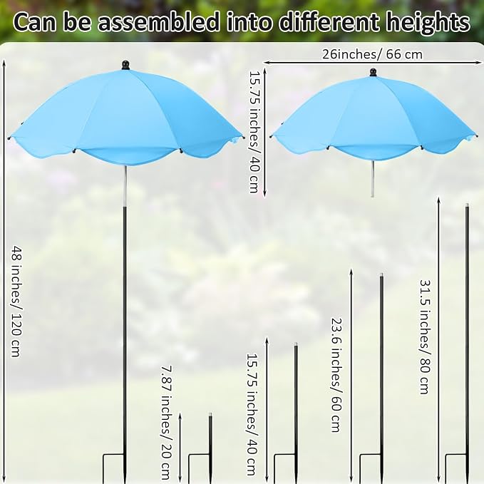 1pcs 26 Inch Plant Umbrellas for Outdoor Plants Garden Umbrella Shade for Potted Plant, Garden Bed Flower Pot Provide Shade to ‌defend Blazing Sun (Blue)
