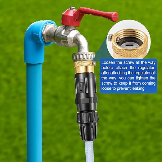 Feekoon 3 Set 25 Psi Drip Irrigation Faucet Adapter Kit 1/2'' Irrigation Tubing to 3/4'' Faucet Water Pressure Regulator Backflow Preventer with Filter, Drip System Parts