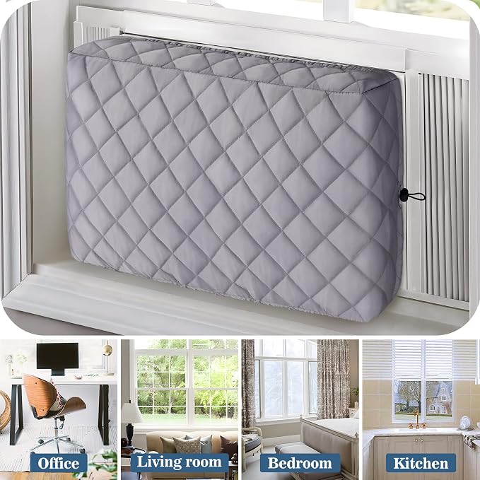 COSFLY Window Inside AC Covers, Air Conditioner Cover, 17”L x 13”H x 3.5”D | For Indoor, Double Insulation, All-Weather Draft Protection, Elastic Drawstring, Blue