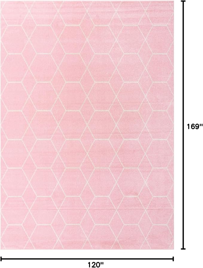 Unique Loom Trellis Frieze Collection Area Rug - Geometric (10' x 14' 1", Light Pink/ Ivory)