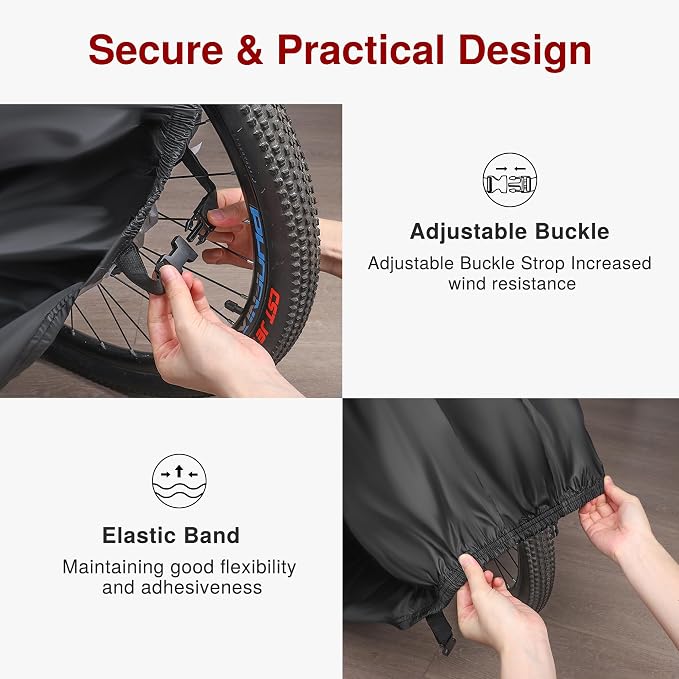Puroma Bike Cover for 1/2/3 Bikes, Waterproof Outdoor Storage Bicycle Covers Rain Sun UV Dust Wind Proof with Lock Hole for Mountain Road Electric Bike