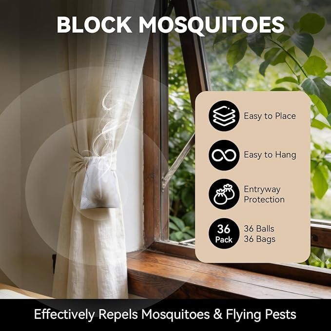 Mosquito Repellent 33 Balls – Mosquito Repellent Outdoor Patio & Indoor, Natural Mosquito Deterrent for Yard, Patio, Camping & Travel