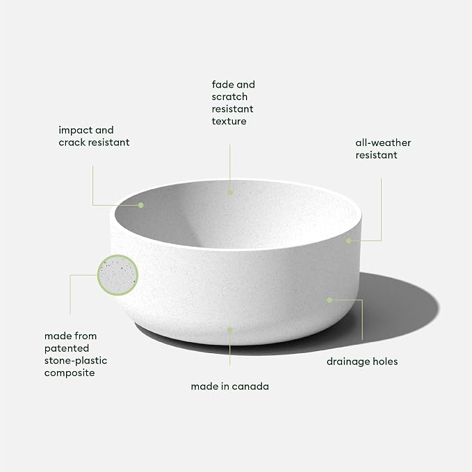 Veradek Mason Series Kona Bowl Planter - Round Planter for Indoor or Outdoor Tabletop/Balcony | Durable Plastic-Stone Composite Material | Modern Décor for Flowers, Succulents, Small Plants