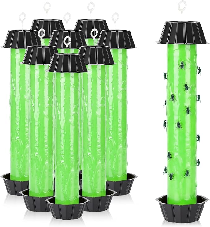 8 Pcs Fly Traps for Indoor Outdoor Hanging Fruit Fly Stick Trap Sticky Mosquito for Home Insect 10 x 2.5 Inches (Stylish,Green and Black)