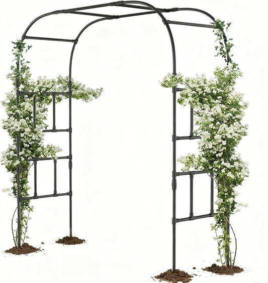 SUNYRISY Garden Arch Trellis for Climbing Plants Outdoor, 87" x 79" x 16" Metal Core Tall Archway Tunnel Plant Support for Cucumber Tomato Vine Flowers Vegetables Climbing Plants