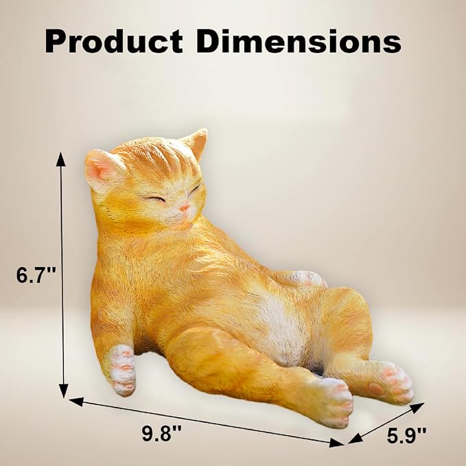 Cat Garden Statue Outdoor Decor,Pet Memorial Stone,Sleeping Cat Statue,Resin Cat Figurine Garden Sculpture Patio Decor,Headstones for Cats or Thoughtful Sympathy Gift,9.8" L x 5.9" W x 6.7" H