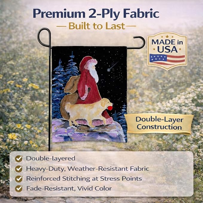 Caroline's Treasures SS8973GF Santa Claus with Golden Retriever Garden Flag Mailbox Flag Decorative Yard Flag Banner Outside Patio Artwork Yard Flower Beds, Garden Size, Multicolor