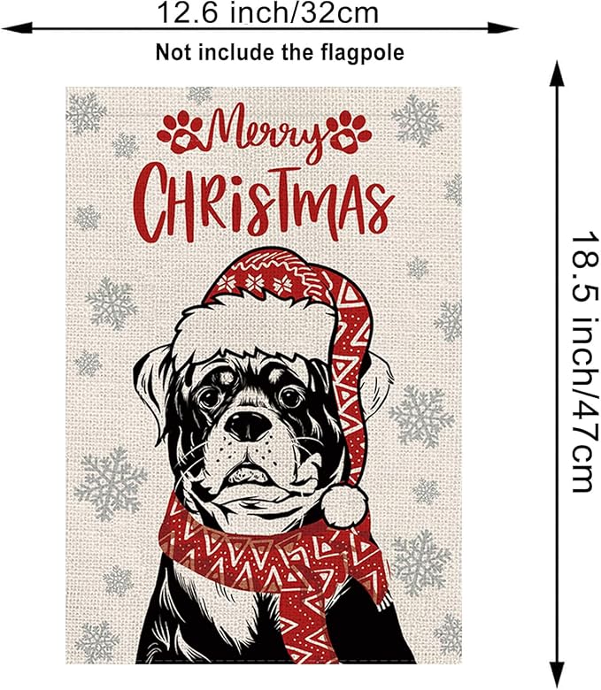 Seasonal Garden Flags Rottweiler Double Sided Flags Set of 11 Holiday Farmhouse Indoor Outdoor Yard Lawn Christmas Gifts Decorations 12.5x18 Inch