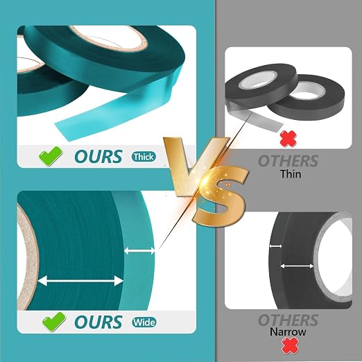 Easytle Stretch Tie Tape Roll, 1/2" 150ft Garden Tie Tape, Thick Sturdy Plant Ribbon Garden Green Vinyl Stake Gardening Tools for Indoor Outdoor Patio Plant Use (10 Pack)