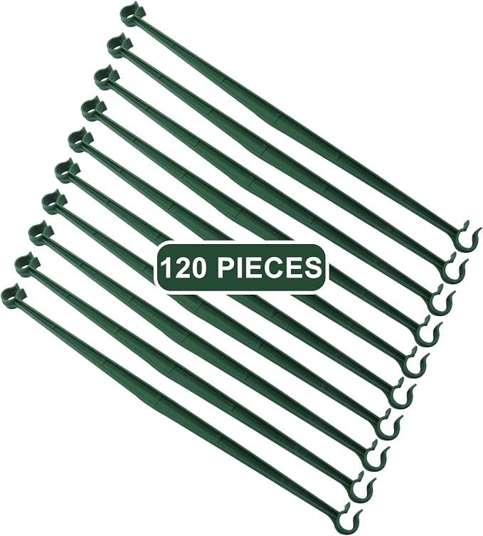 Jiozermi 120 Pcs Stake Arms for Tomato Cage, Plastic Tomato Cage Connectors 11.8" Expandable Trellis Connectors for Tomatoes Stakes Climbing Plants Vegetables Tomato Cage Attach 11mm Diameter