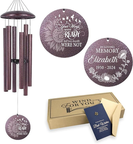 ASTARIN Personalized Memorial Wind Chime for Loss of Loved One 30/36/45 inch, Sympathy Deep Tone Wind Chimes for Mom Dad/Mother Father, Remembrance Gifts for Grief Condolence Funeral, Made in Texas