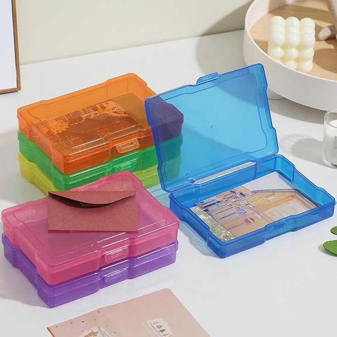 novelinks 24 Pack 4"x6" Photo Storage Boxes and Picture Organizer (Color) | Photo Organizers and Storage, Task Boxes for Special Education, Picture Box, Photo Storage Containers, Flash Card Holder