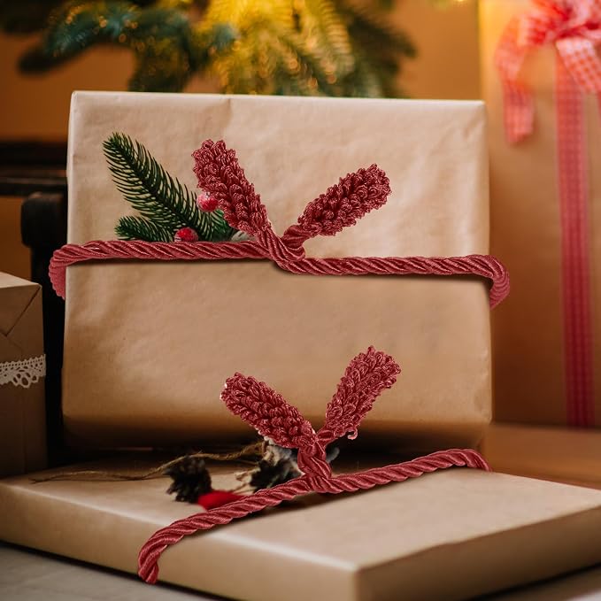 Zhengmy 20 Pcs 25 Inch Extra Long Christmas Garland Ties Christmas Decorative Twist Ties for Banister Reusable Flexible Twist for Holiday Xmas Home Decorations Craft Wrapping (Burgundy)