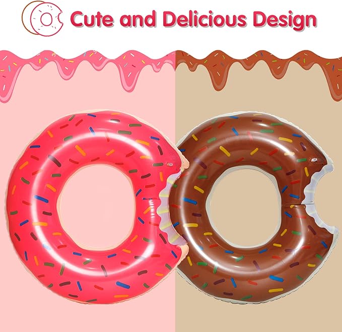DMAR Donut Pool Float - Donut Tube & Ring for Beach & Pool