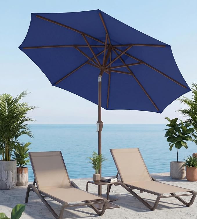 10FT Patio Umbrella, Outdoor Umbrella with Push Button Tilt and Crank, 8 Sturdy Ribs, UV Protection & Waterproof Market Umbrella for Pool, Backyard, Beach,Deck