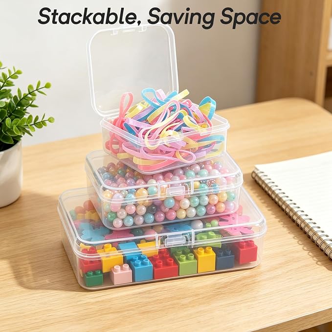 Guyuyii 58 PC Bead Storage Containers with Label Stickers & Portable Handle | for Craft Supplies, Jewelry Making, Diamond Painting | Stackable 3-Tier Case, Compatible with Seed Beads, Earrings, Sewing