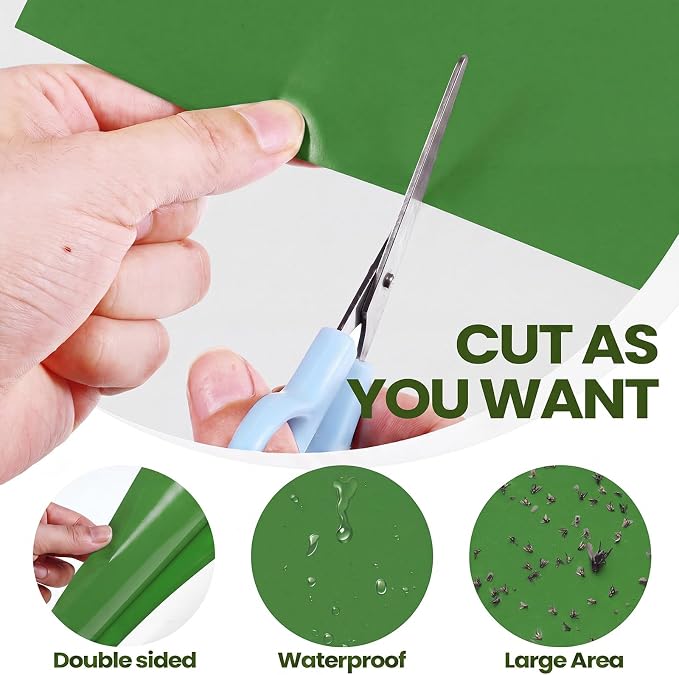 Qualirey 150 Pcs Green Sticky Traps for Gnats, 6 x 8 Inch Dual Sided Gnat Traps for Indoor Outdoor Plants, Fungus Gnat Sticky Cards for Fruit Flies Whiteflies Thrips, Twist Ties and Plastic Holders