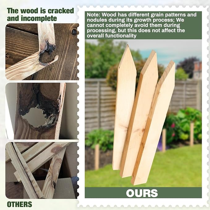 Colingmill 20 Pieces Wooden Garden Stakes 12 Inch Grade and Survey Stakes Wooden Garden and Sign Posts for Plant Support Silt Fence Yard Farm Survey Boundaries Baselines