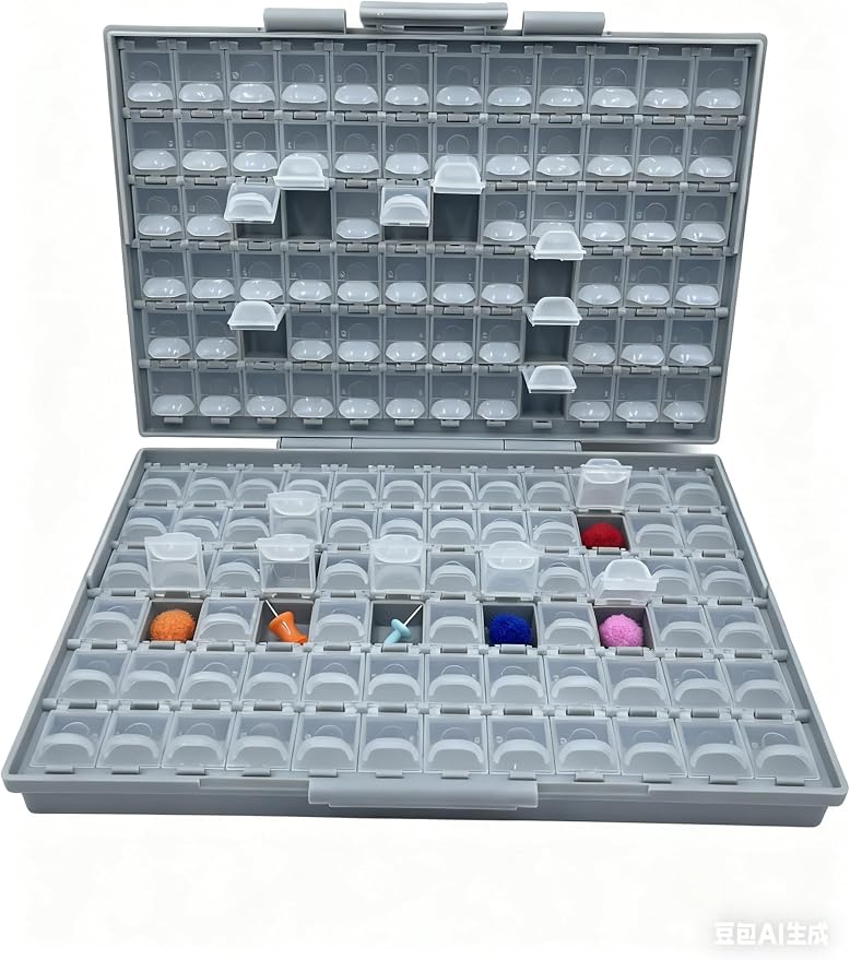 AideTek Box-all Enclosure for Surface Mount Components 1206 0805 0603 0402 0201 Size+ 198 White Labels 144 Compartments with Lid Hold up to 300pcs 1206 Resistor Capacitor