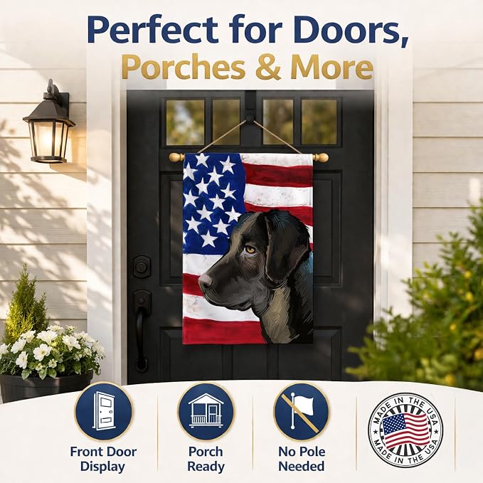 Caroline's Treasures CK6476CHF Portuguese Cattle Dog American Flag House Flag Large Porch Sleeve Pole Decorative Outside Yard Banner Artwork Wall Hanging, Polyester, House Size, Multicolor