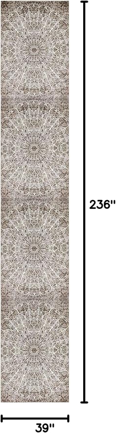 Unique Loom Sofia Collection Area Rug - Grace (3' 3" x 19' 8" Runner, Brown/ Ivory)