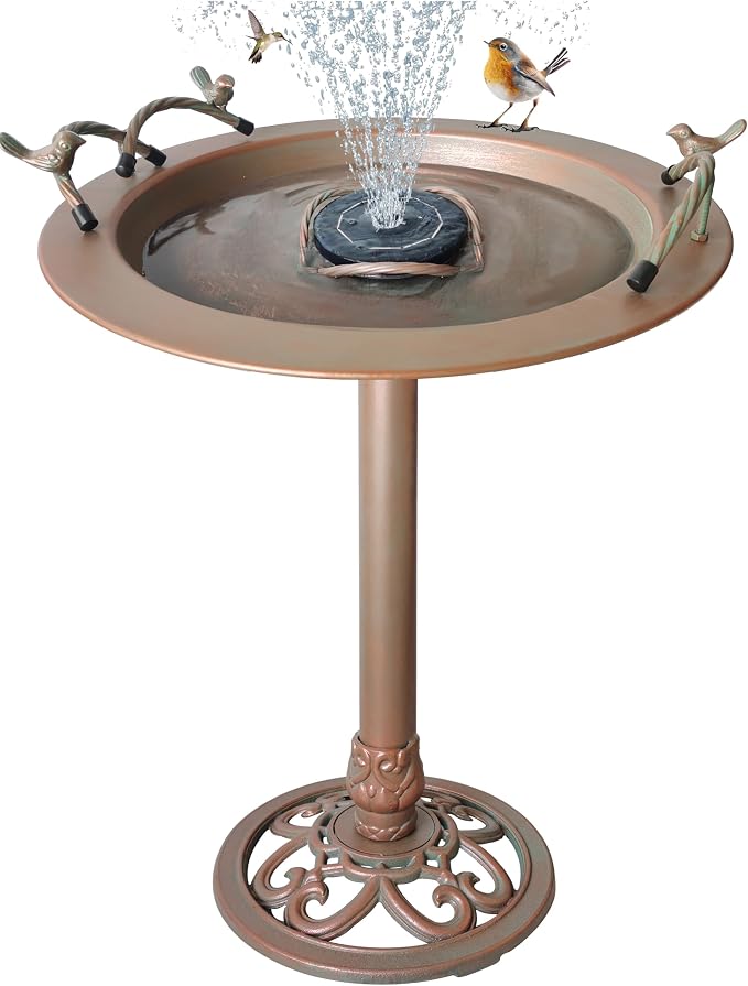 BSTGIFTS Metal Bird Bath - Iron Birdbath 28.5" H, Bird Bath for Water Fountain, Bird Feeder Bowl for Yard Patio Lawn Decor (Fountain Pump not Included)