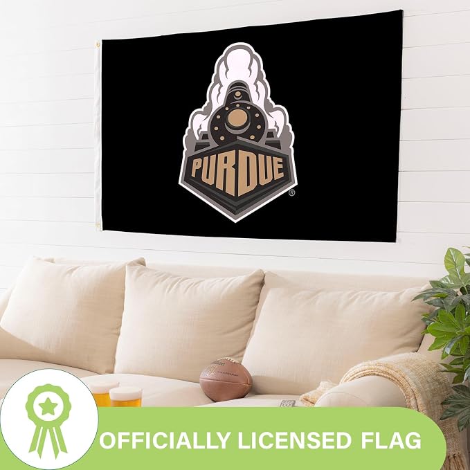 NCAA Purdue University Flag with Grommets, 3'x5' Purdue Boilermakers Outdoor College Flags & Banners for Garden Patio Indoor Wall Décor