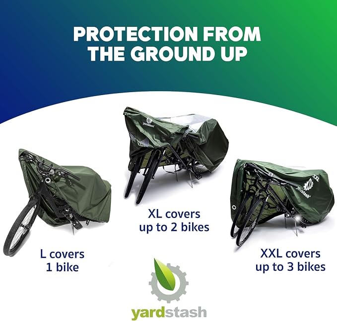 YardStash Bike Cover – Reflective Bicycle Covers for Outside Storage - Waterproof & Weatherproof Garden Tarp Shelters for Bikes, Trikes, 29ers, and Electric Bicycles