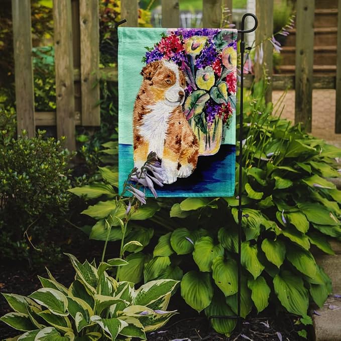 Caroline's Treasures SS8312GF Australian Shepherd Garden Flag Mailbox Flag Decorative Yard Flag Banner Outside Patio Artwork Yard Flower Beds, Garden Size, Multicolor
