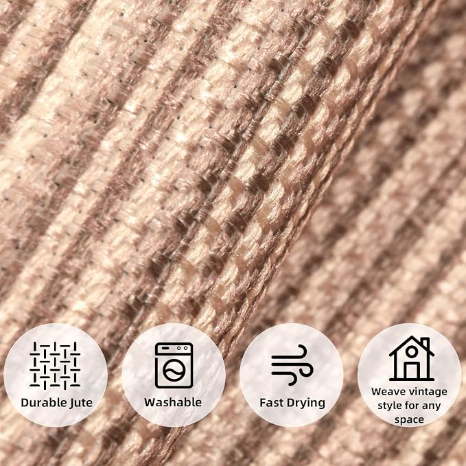 ILANGO Jute Area Rugs 8x10 for Living Room, Woven Washable Outdoor Rugs, Natural Farmhouse Indoor Rugs for High Traffice Areas, Non Slip Carpet with Rubber Backing for Bedroom Dining Table Porch