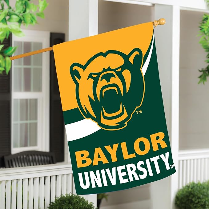 NCAA Baylor University House Flag, 28 x 44, Double Sided Garden Flags for Outside, Outdoor College Flags & Banners for Gardens Patio, Indoor Wall Decor Flag for Room