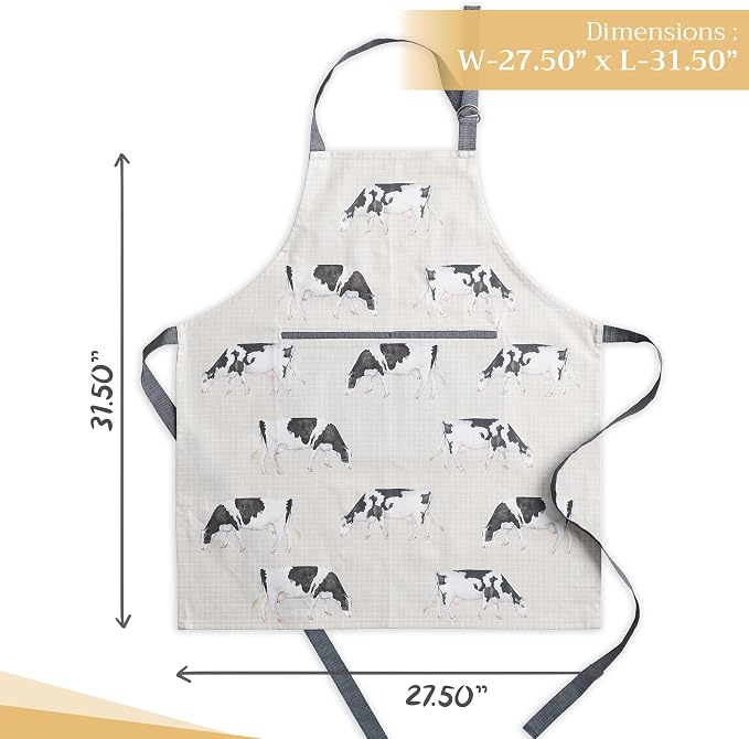 Maison d' Hermine Aprons for women with Pocket 100% Cotton (27.50"x31.50") | Adjustable Neck Strap & long ties Apron Men Chef Wedding Cooking Gardening Server Maid