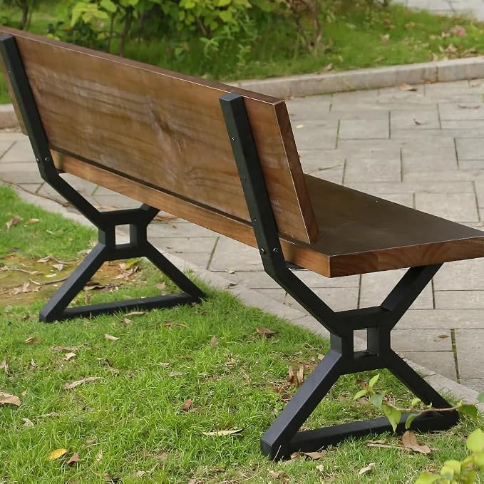 Durable Bench Legs with Backrest Brackets for Patio Benches | DIY Backyard Furniture, Park-Style Seating or Hallway Benches. Fits Heavy Timber & Slabs. Weather-Resistant for Outdoor Use