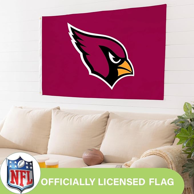NFL Arizona Cardinals 3 x 5 Outdoor Durable House Flag with Grommets | Sport Team Flag & Banner | Indoor Wall Decor Flag for Room | Works with Flag Poles for Outside House