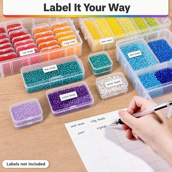 Bead Organizers and Storage, 84 Pcs Small Plastic Containers with Lids and 4-Tier Stackable Storage Box, Mini Clear Organizers for Jewelry Toys Craft Storage (4 tire different sizes 84pcs)