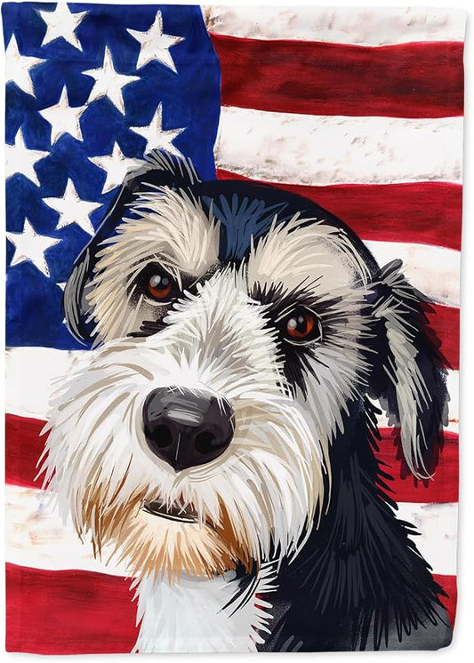 Caroline's Treasures CK6554CHF Griffon Nivernais Dog American Flag House Flag Large Porch Sleeve Pole Decorative Outside Yard Banner Artwork Wall Hanging, Polyester, House Size, Multicolor