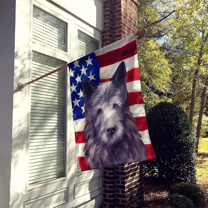 Caroline's Treasures CK6452CHF Bouvier des Ardennes American Flag House Flag Large Porch Sleeve Pole Decorative Outside Yard Banner Artwork Wall Hanging, Polyester, House Size, Multicolor