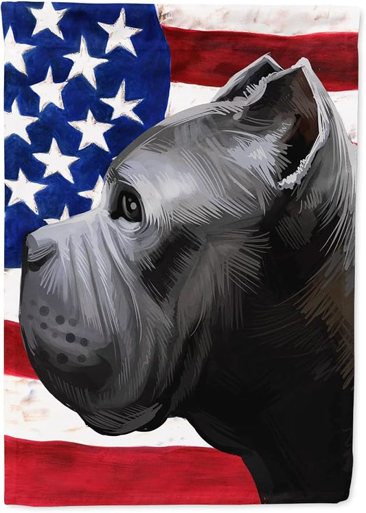 Caroline's Treasures CK6474CHF Cane Corso Dog American Flag House Flag Large Porch Sleeve Pole Decorative Outside Yard Banner Artwork Wall Hanging, Polyester, House Size, Multicolor