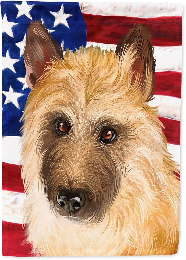 Caroline's Treasures CK6427GF Belgian Laekenois American Flag Garden Flag Mailbox Flag Decorative Yard Flag Banner Outside Patio Artwork Yard Flower Beds, Garden Size, Multicolor