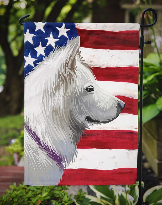 Caroline's Treasures CK6668GF Pungsan Poongsan Dog American Flag Garden Flag Mailbox Flag Decorative Yard Flag Banner Outside Patio Artwork Yard Flower Beds, Garden Size, Multicolor