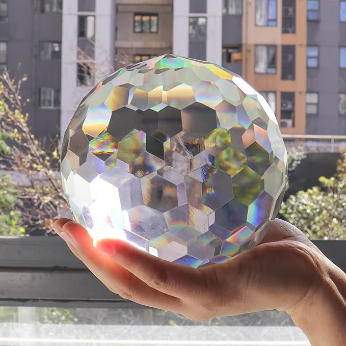 Clear Glass Crystal Ball Prism Suncatcher Rainbow Maker, Crystals Prisms for Window, Feng Shui, Home Office Garden Decoration (150mm/5.9inch)