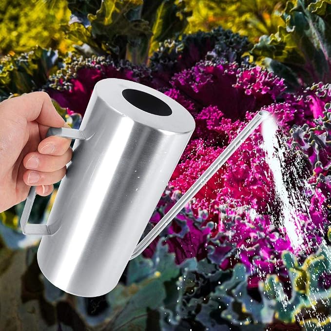 Watering Pot, 1.5L High Capacity Stainless Steel Outdoor Watering Pot with Long Service Life for Home Garden
