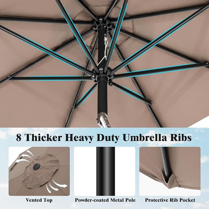 Giantex 10ft Outdoor Patio Umbrella, Market Table umbrella w/Tilt Adjustment and Crank, 180G Polyester, Garden Canopy for Deck Backyard Pool Indoor Outdoor