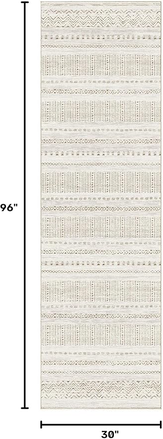 cotiled Hallway 2.6x8 Runner Rugs Washable Boho Rug Brown/Cream | Stain Resistan Indoor Carpet for Entryway Kitchen Laundry Room Bedroom