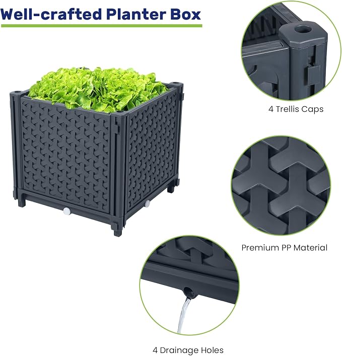 LINEX Raised Garden Bed Planter Box with Trellis, 41.3” Tomato Planters for Climbing Plants Vegetable Vine Flowers Outdoor Patio, Tomatoes Cage w/Self-Watering& Wheels