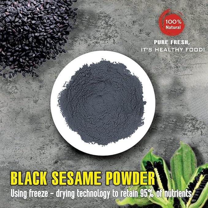 BLACK SESAME POWDER 5.29 oz (150g) VIETFARMFOOD: Pure freeze-dried vegetable powder, made from real vegetables with no added sugar - Perfect for daily nutrition to keep your body full of vitality