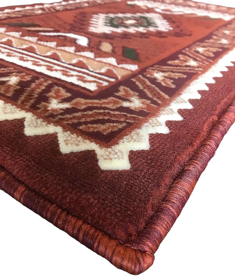 YHSF South West Native American Area Tribal Rug - Rust, 2' x 3' 4" | Easy-Clean, Soft & Durable Tribal Rug for Living Room, Bedroom, Kitchen & More - Stain-Proof Runner for Home Decor